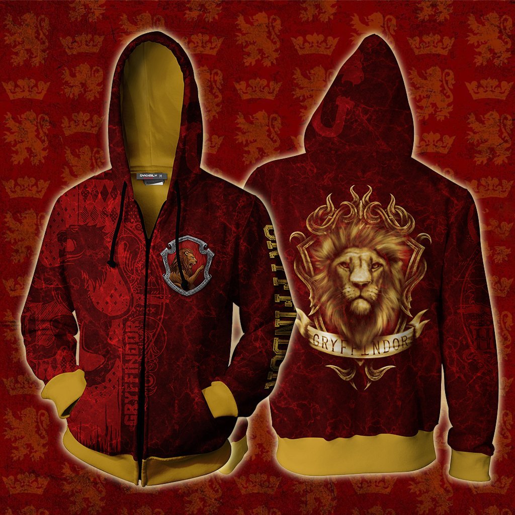 The Brave Gryffindor Harry Potter New Unisex 3D T-shirt Zip Hoodie XS 