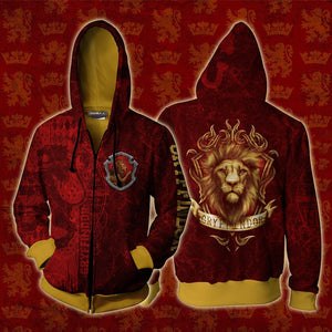The Brave Gryffindor Harry Potter New Unisex 3D T-shirt Zip Hoodie XS 