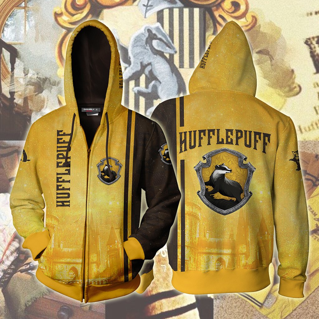 The Hogwarts Castle Hufflepuff Harry Potter Unisex 3D T-shirt Zip Hoodie S 