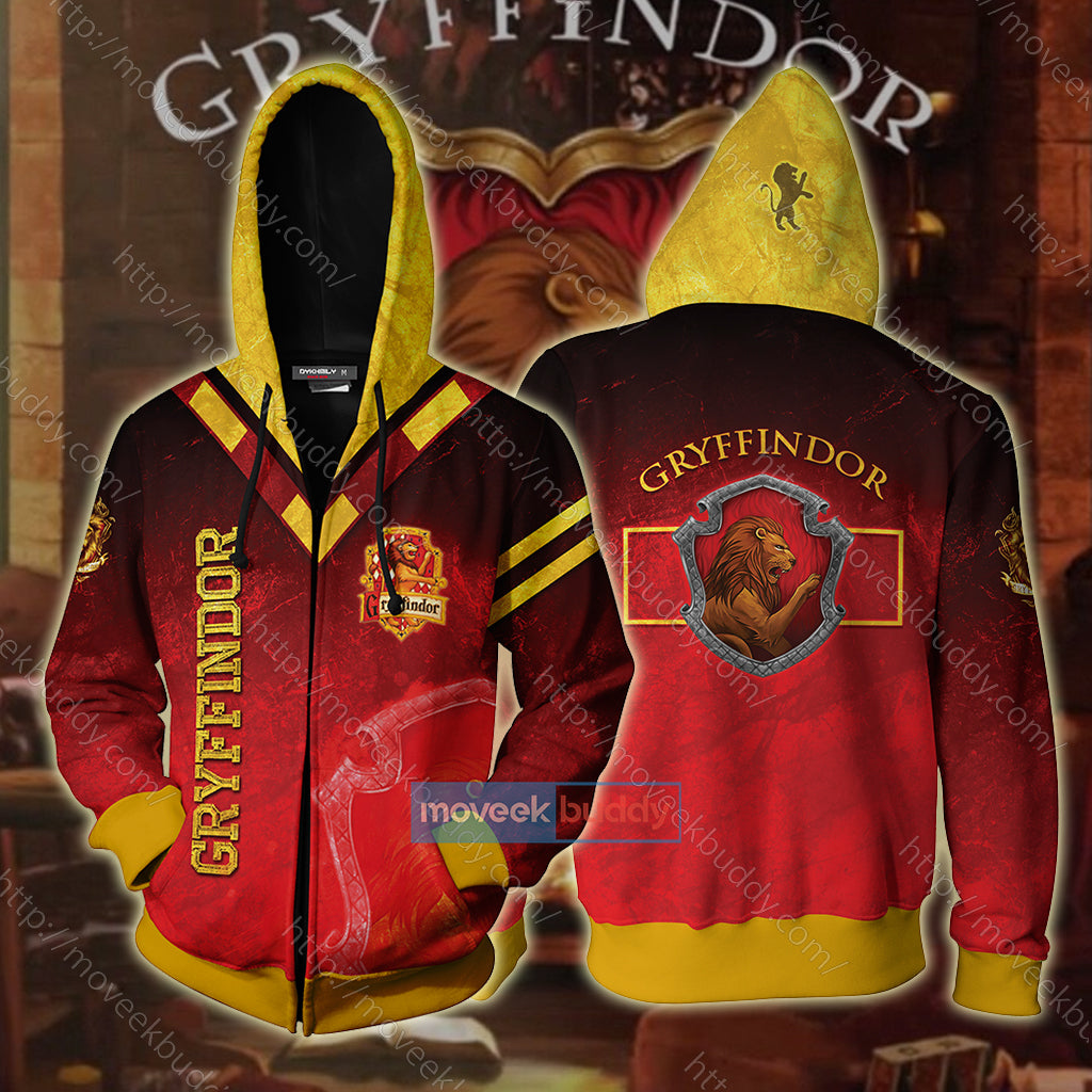 Gryffindor Let Deeds Reveal Your Heart 3D T-shirt Zip Hoodie XS 