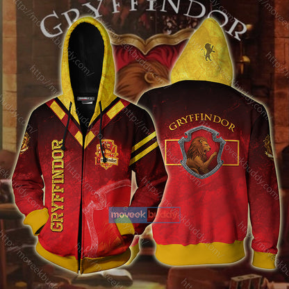Gryffindor Let Deeds Reveal Your Heart 3D T-shirt Zip Hoodie XS 