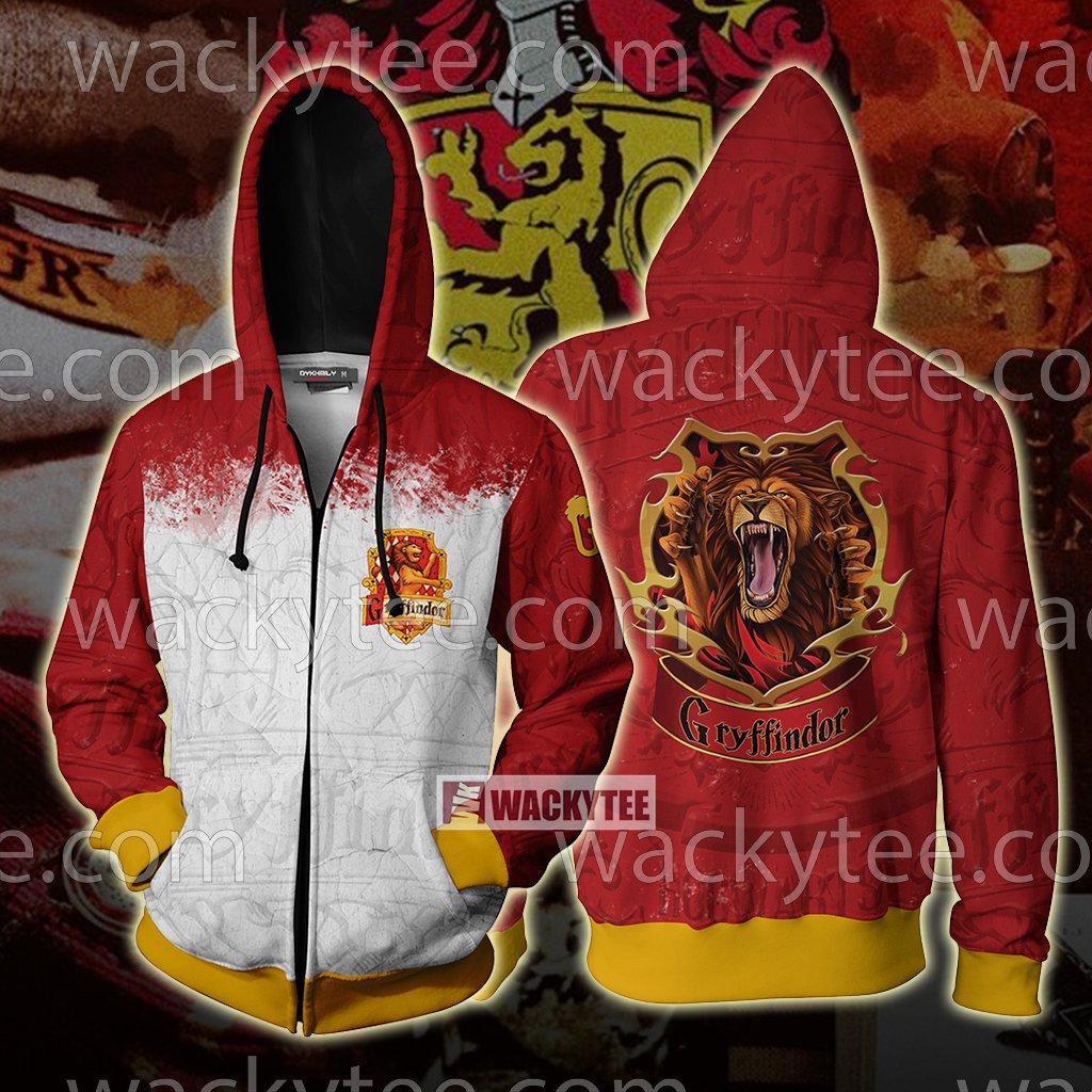 Gryffindor Wear Your House Colours With Pride Unisex 3D T-shirt Zip Hoodie S 