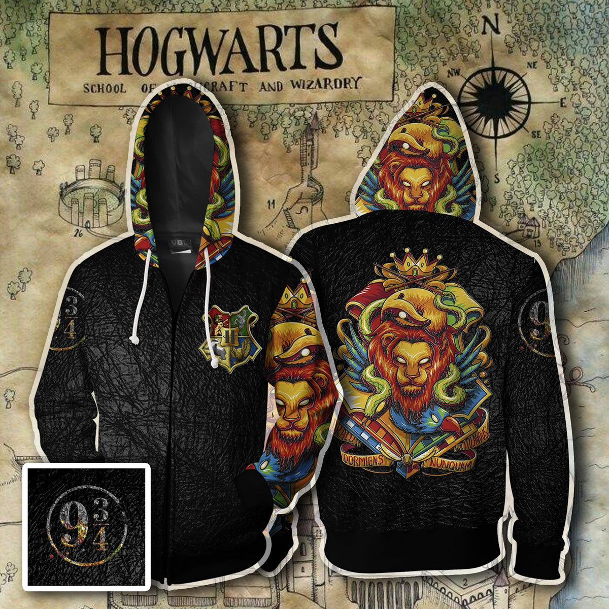 Hogwarts Harry Potter Zip Up Hoodie MoveekBuddyShop