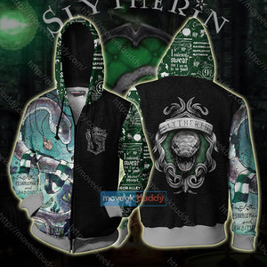 Slytherin House Resourcefull And Amitious Harry Potter Unisex 3D T-shirt Zip Hoodie XS 