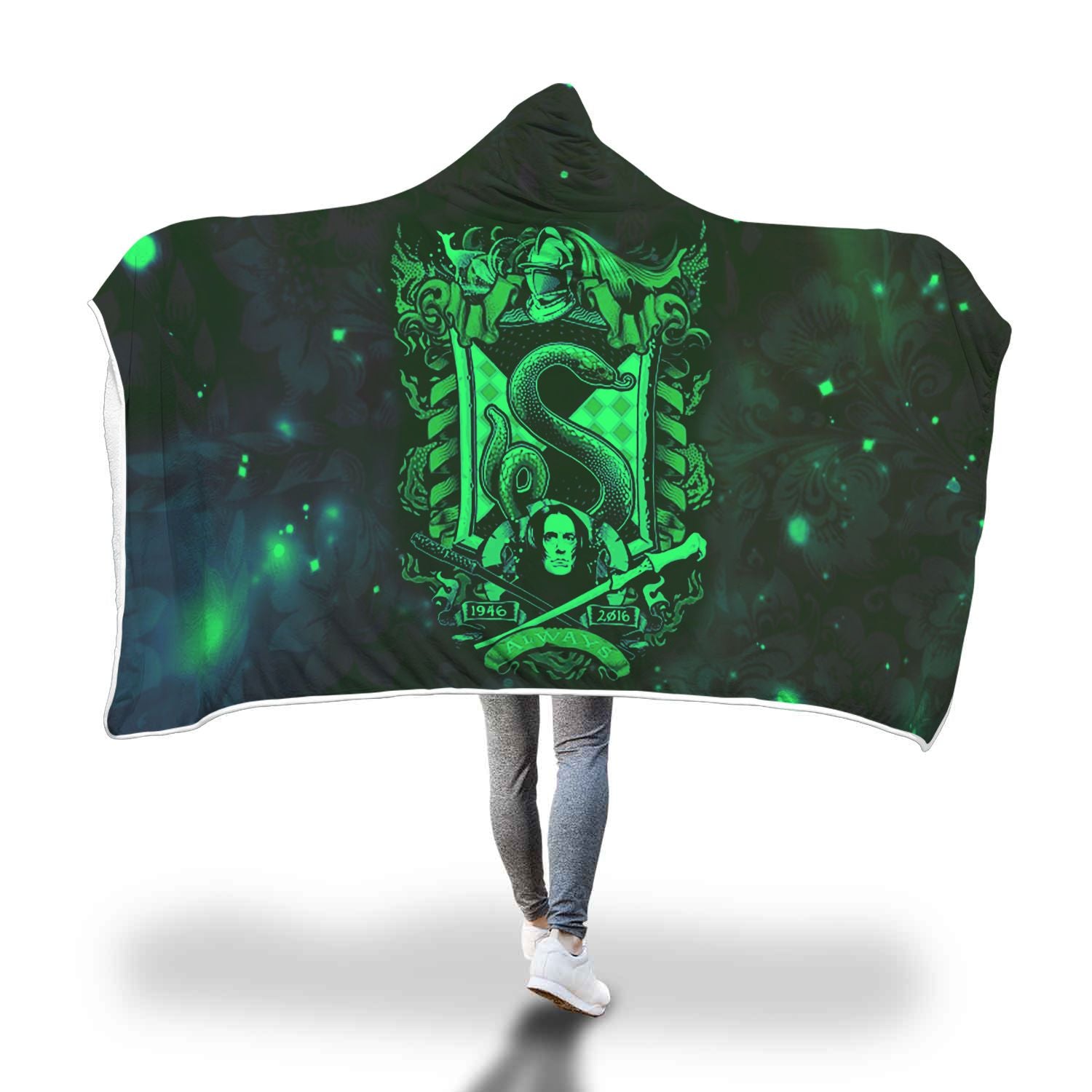 The Slytherin Snake Harry Potter Version Galaxy 3D Hooded Blanket Adult 80"x60"  