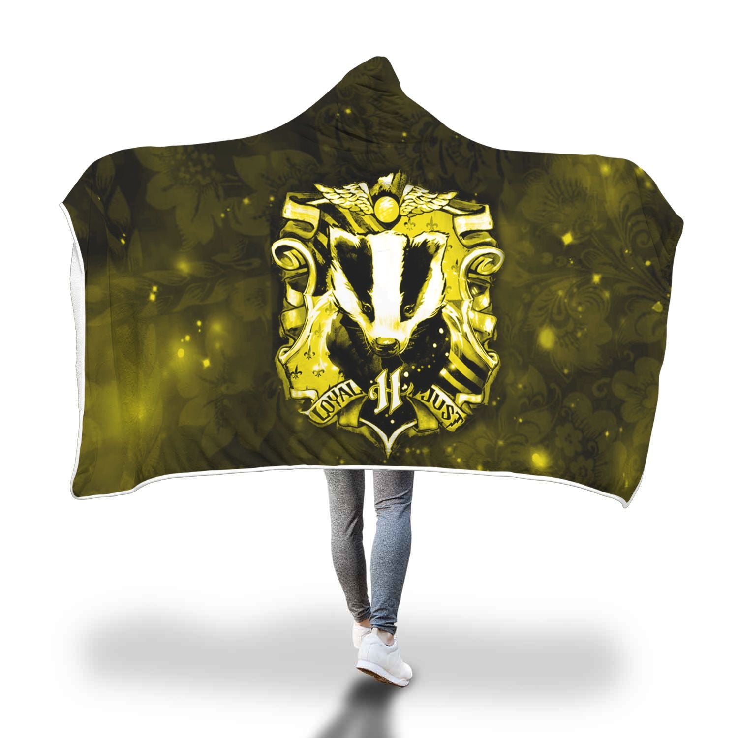 The Hufflepuff Badger Harry Potter Version Galaxy 3D Hooded Blanket Adult 80"x60"  