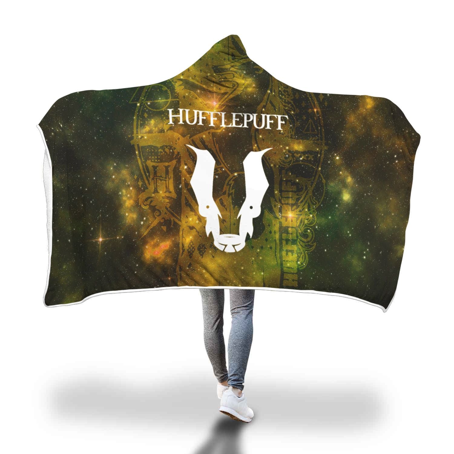 Quidditch Hufflepuff Harry Potter 3D Hooded Blanket Adult 80"x60"  