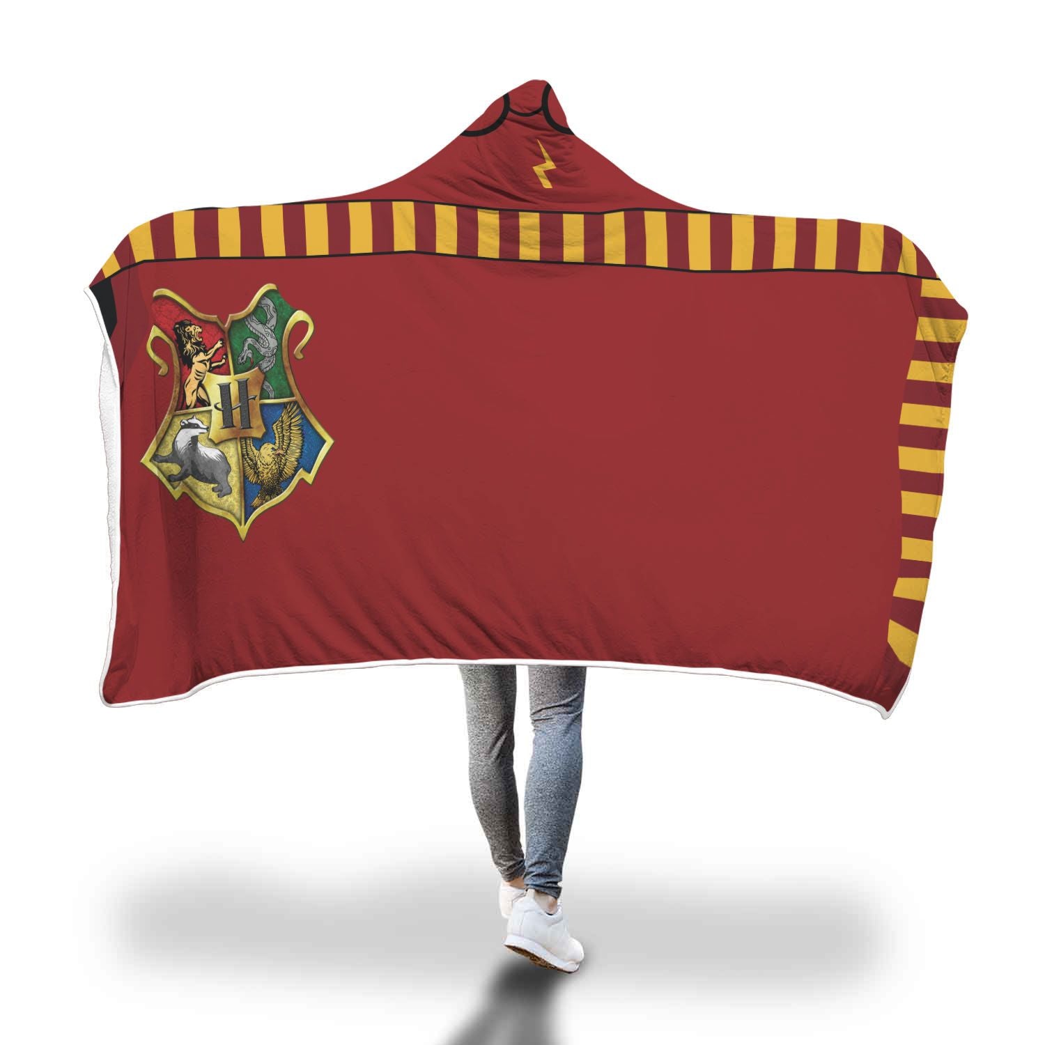 Gryffindor House Hogwarts Logo Harry Potter 3D Hooded Blanket Adult 80"x60"  