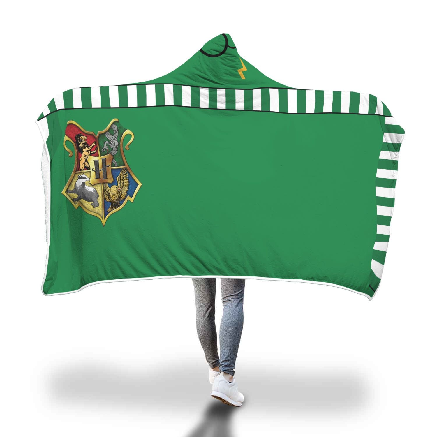 Slytherin House Hogwarts Logo Harry Potter 3D Hooded Blanket Adult 80"x60"  