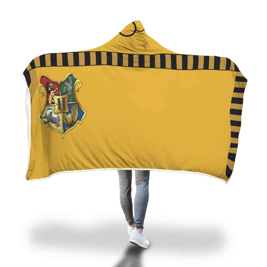 Hufflepuff House Hogwarts Logo Harry Potter 3D Hooded Blanket Adult 80"x60"  