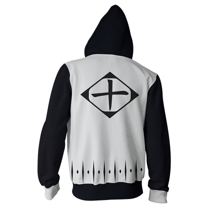 Bleach Toshiro Hitsugaya 10th Division Cosplay Zip Up Hoodie Jacket   