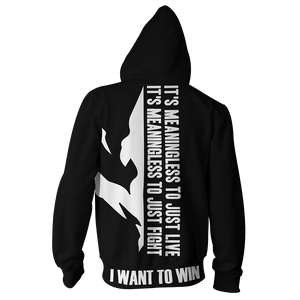 Bleach Ichigo I Want To Win Zip Up Hoodie Jacket   