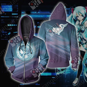 Hatsune Miku New Unisex 3D T-shirt Zip Hoodie XS 