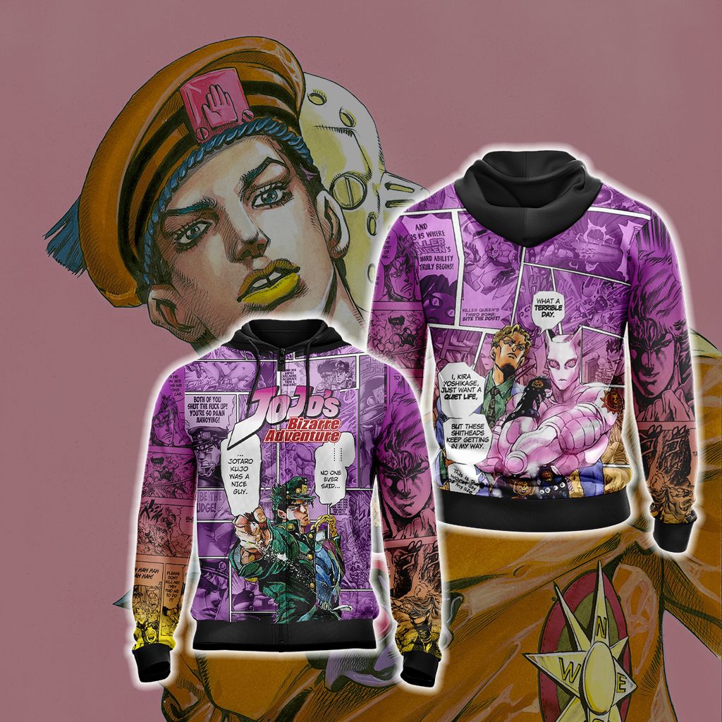 Jojo's Bizarre Adventure New Look Unisex 3D T-shirt Zip Hoodie XS 