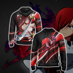 Fairy Tail - Erza Scarlet New Style Unisex 3D T-shirt Zip Hoodie XS 