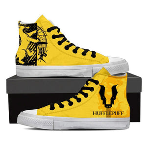 Quidditch Harry Potter Hogwarts House Gryffindor Slytherin Ravenclaw Hufflepuff High Top Shoes Hufflepuff Women SIZE 35