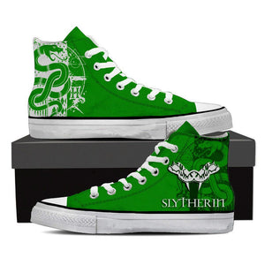 Quidditch Harry Potter Hogwarts House Gryffindor Slytherin Ravenclaw Hufflepuff High Top Shoes Slytherin Women SIZE 35