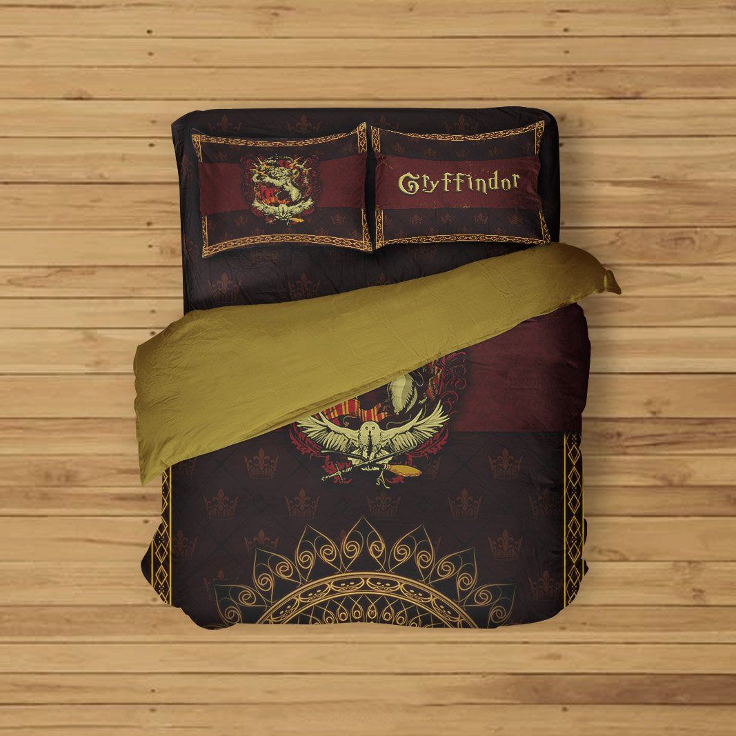 Mandala Harry Potter Hogwarts House Gryffindor Slytherin Ravenclaw Hufflepuff Bed Set Gryffindor Full (3PCS) 