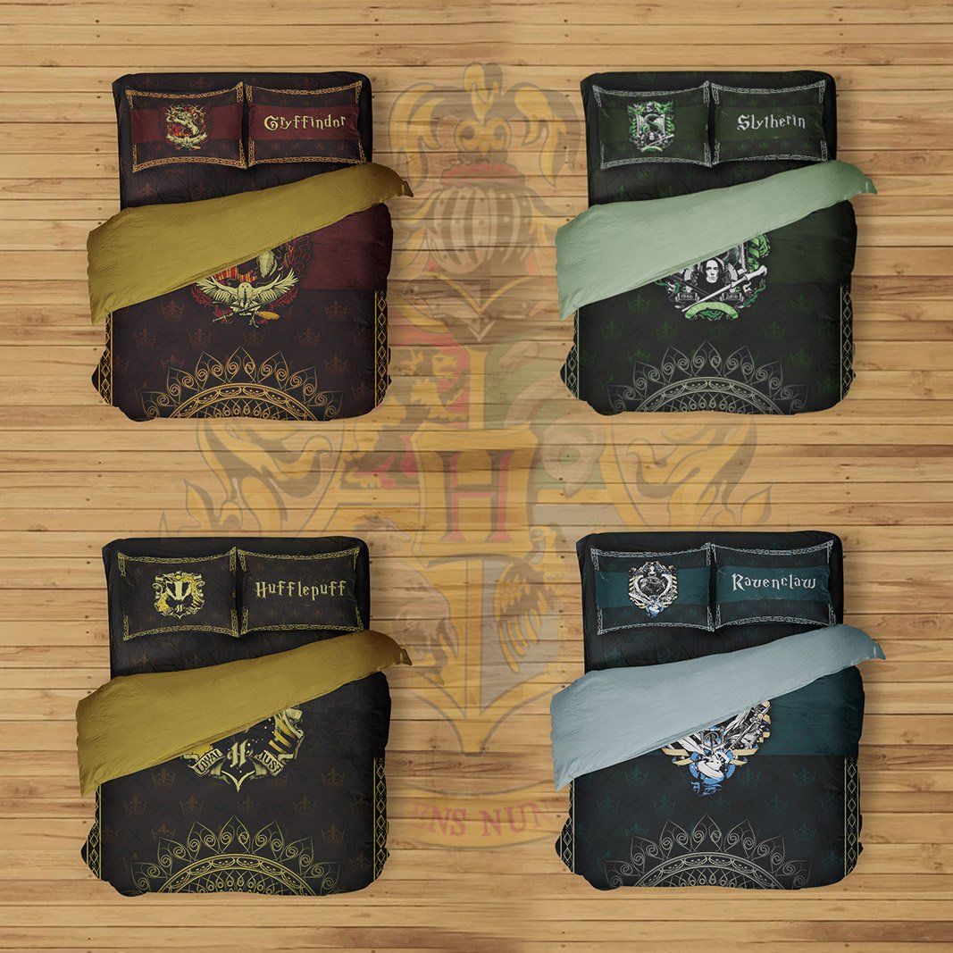 Mandala Harry Potter Hogwarts House Gryffindor Slytherin Ravenclaw Hufflepuff Bed Set Gryffindor Twin (3PCS) 
