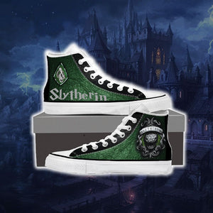Harry Potter Hogwarts House Gryffindor Slytherin Ravenclaw Hufflepuff High Top Shoes Slytherin Women SIZE 35