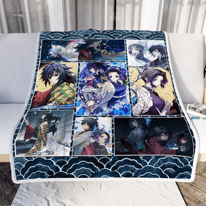 Demon Slayer Kimetsu No Yaiba: Giyu x Sinobu 3D Throw Blanket 130cm x 150cm  