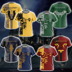 Harry Potter Hogwarts House Gryffindor Slytherin Ravenclaw Hufflepuff T-shirt Zip Hoodie Pullover Hoodie Gryffindor T-shirt S