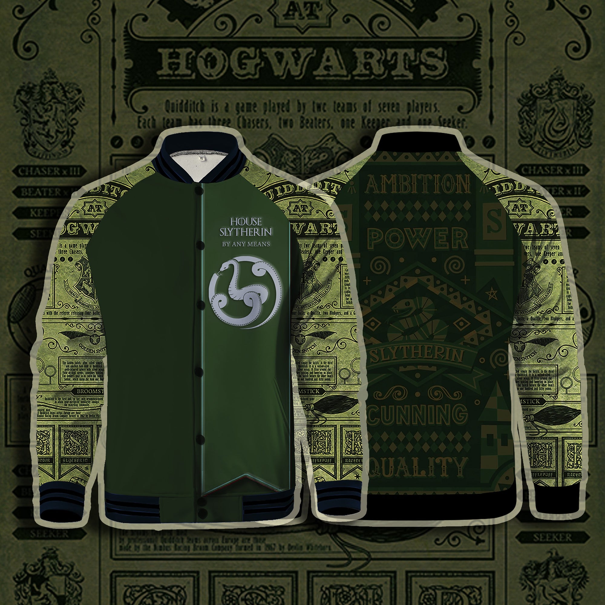 House Slytherin By Any Means Harry Potter Baseball Jacket US/EU XXS (ASIAN S)  