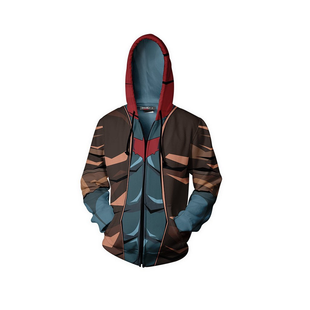 Red Hood Suit Batman Fan Zip Up Hoodie   