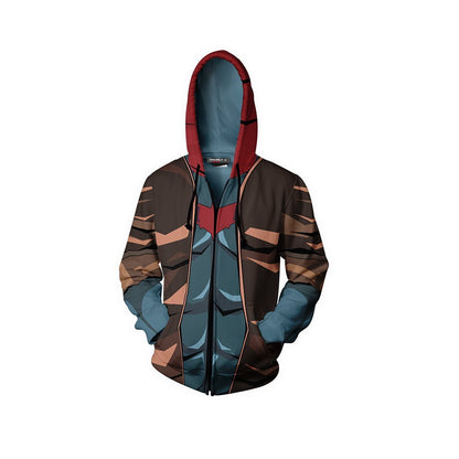 Red Hood Suit Batman Fan Zip Up Hoodie   