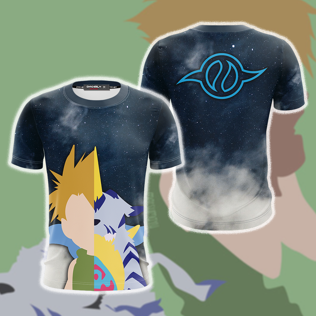 Digimon Yamato Ishida And Gabumon Minimalist Unisex 3D T-shirt S  