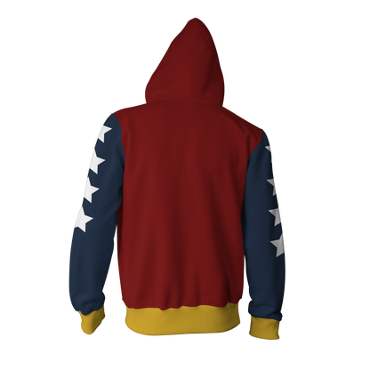 Wonder Woman Cosplay Zip Up Hoodie Jacket   
