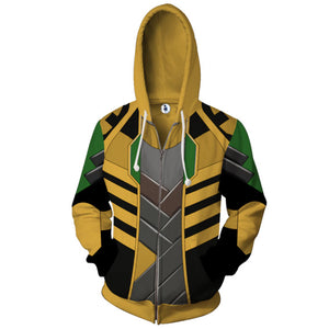 Loki Cosplay Zip Up Hoodie Jacket   