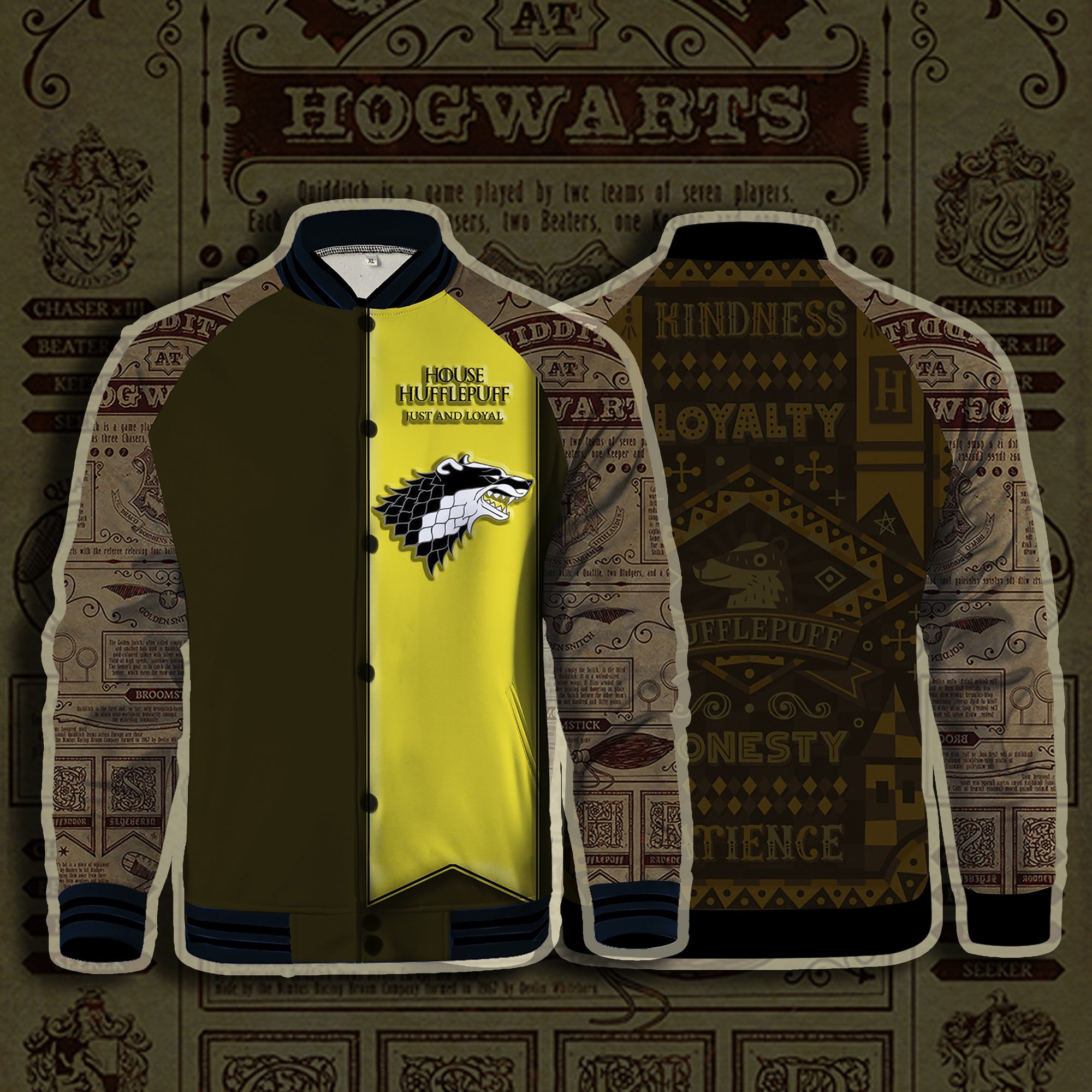 House Hufflepuff Just And Loyal Harry Potter Baseball Jacket US/EU XXS (ASIAN S)  