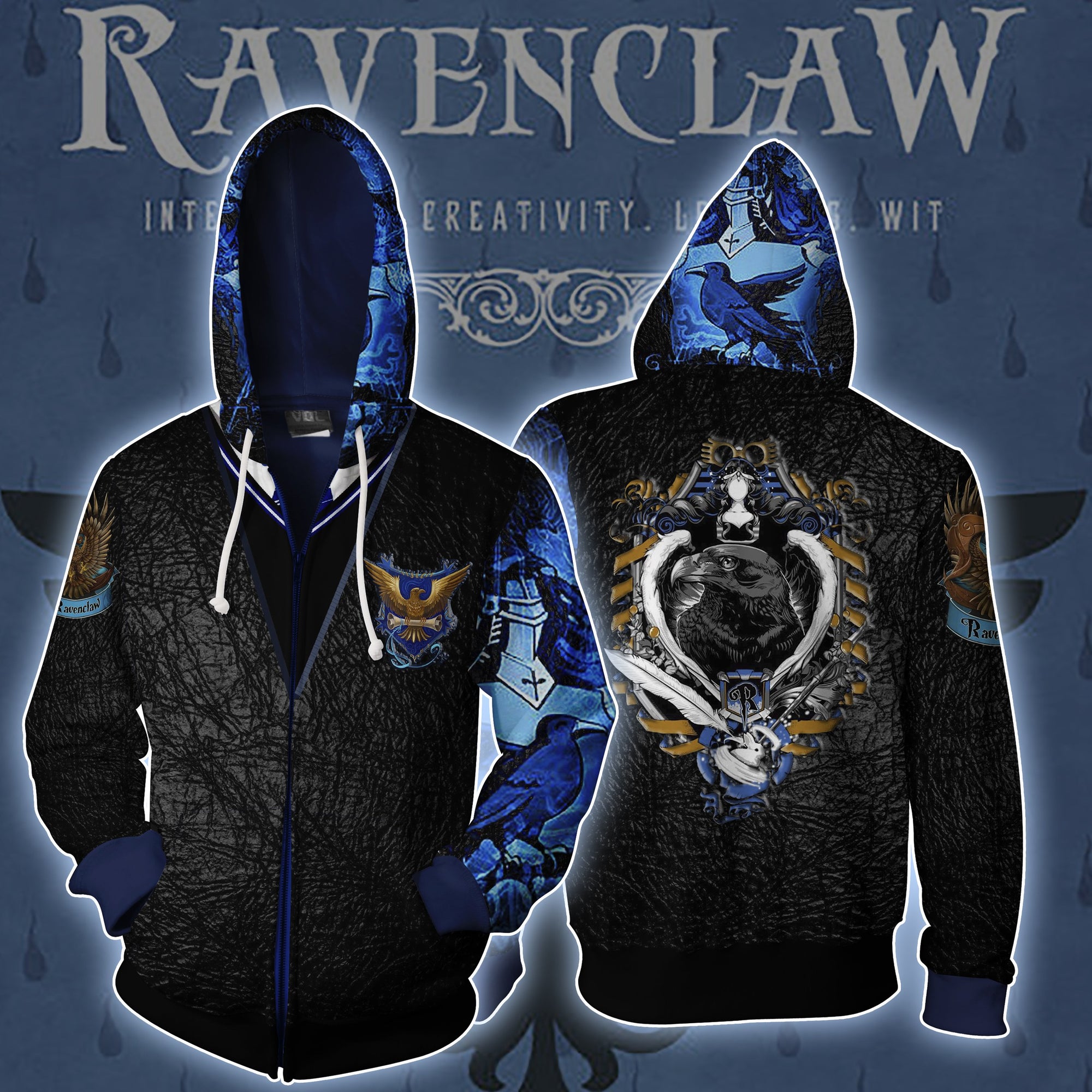 The Ravenclaw Eagle Harry Potter Zip Up Hoodie S  