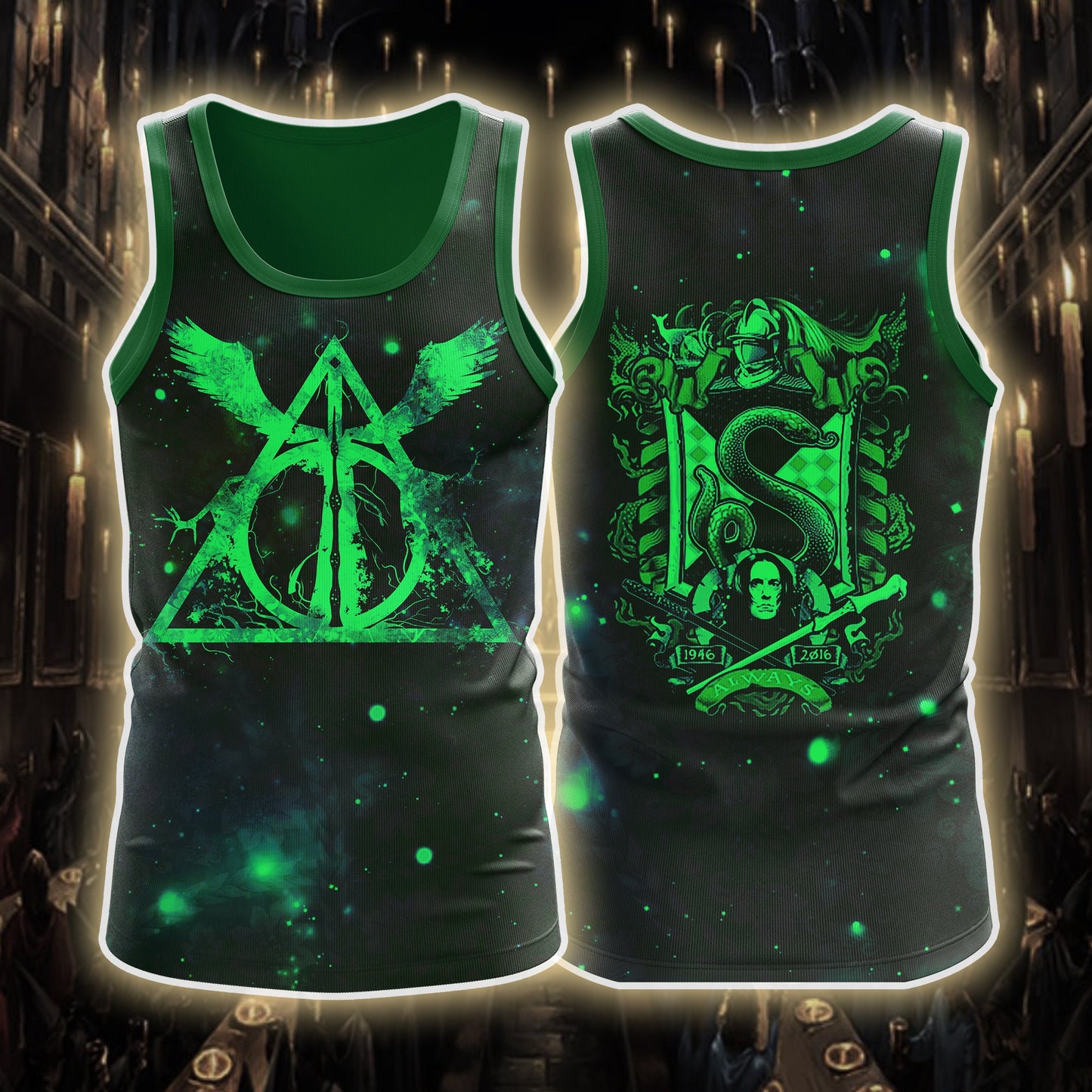 Harry Potter 4 Houses Gryffindor Slytherin Ravenclaw Hufflepuff Tank Top Slytherin S