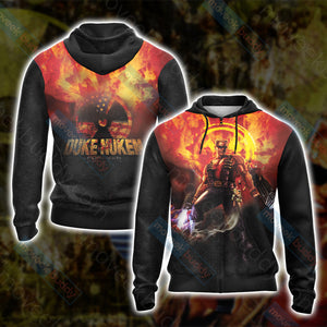 Duke Nukem Unisex 3D T-shirt Zip Hoodie XS 