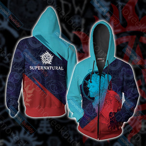 Supernatural New Look Unisex 3D T-shirt Zip Hoodie XS 