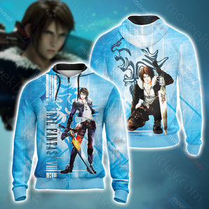 Final Fantasy VIII - Squall Leonhart Unisex 3D T-shirt Zip Hoodie XS 