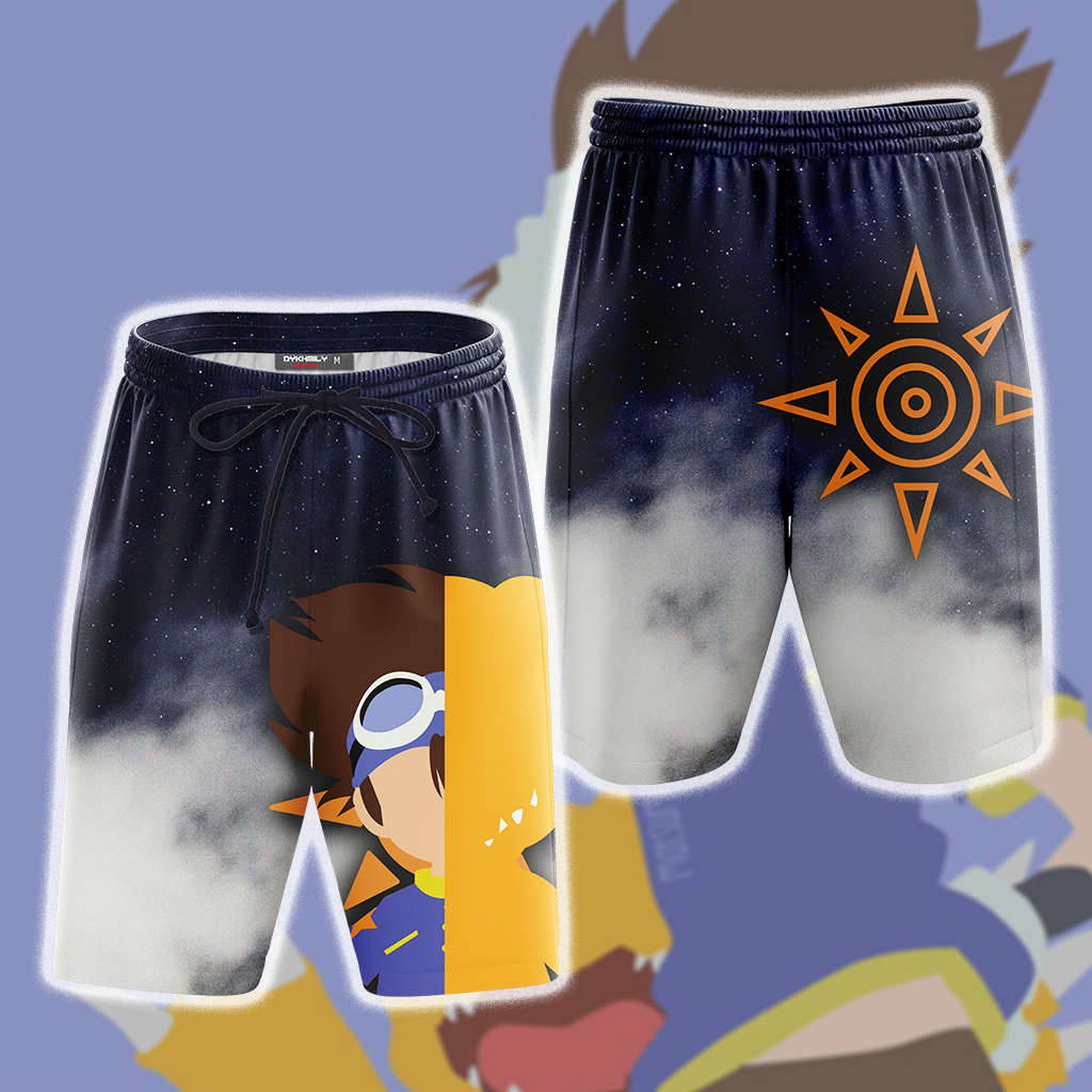 Digimon Yagami Taichi And Agumon Minimalist Beach Shorts S  