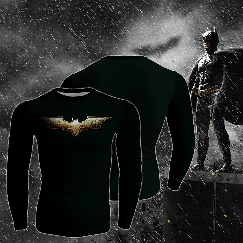 The Dark Night 2008 Batman Cosplay Long Sleeve Compression T-shirt US/EU XXS  