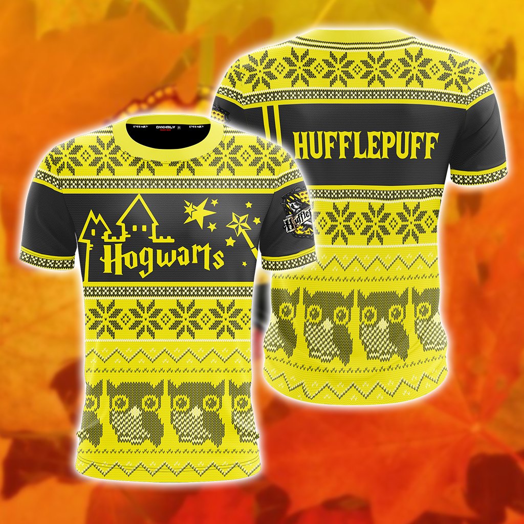 Hufflepuff Harry Potter Ugly Christmas Unisex 3D T-shirt S  