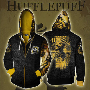 The Hufflepuff Badger Harry Potter 3D T-shirt Zip Hoodie S 