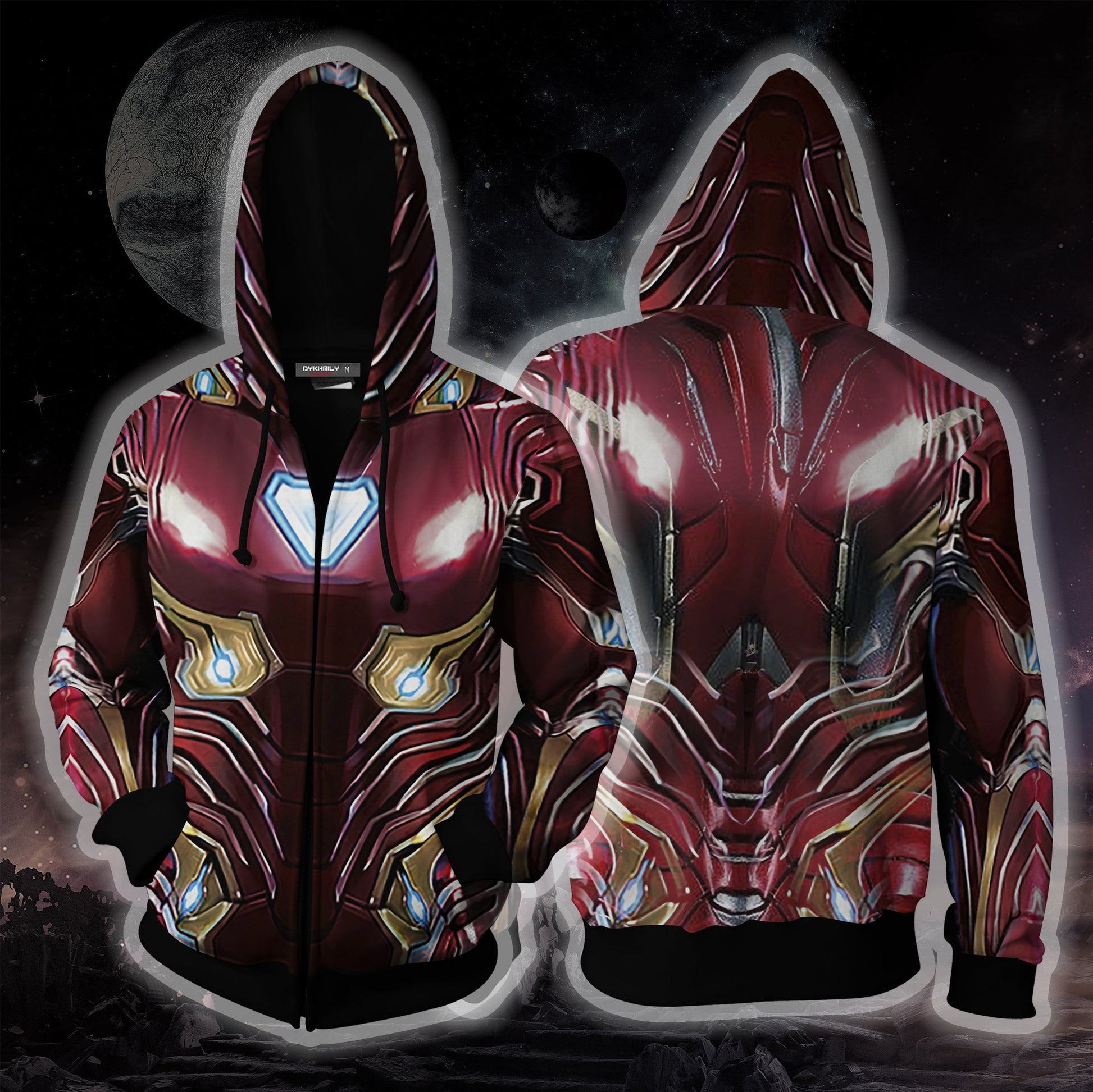 Iron Man (Tony Stark) Cosplay 3D Zip Up Hoodie S  