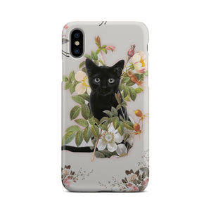 Black Cat And Flowers Phone Case iPhone X  
