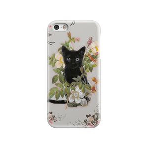 Black Cat And Flowers Phone Case iPhone SE  