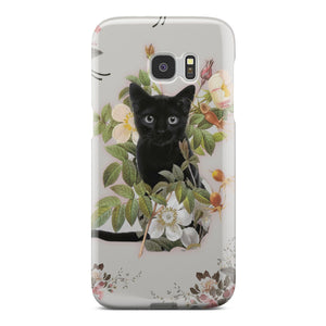 Black Cat And Flowers Phone Case Samsung Galaxy S6 Edge Plus  