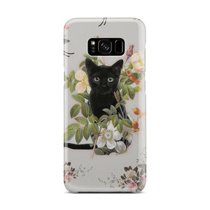 Black Cat And Flowers Phone Case Samsung Galaxy S8 Plus  