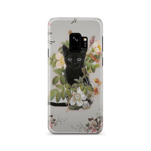 Black Cat And Flowers Phone Case Samsung Galaxy S9  