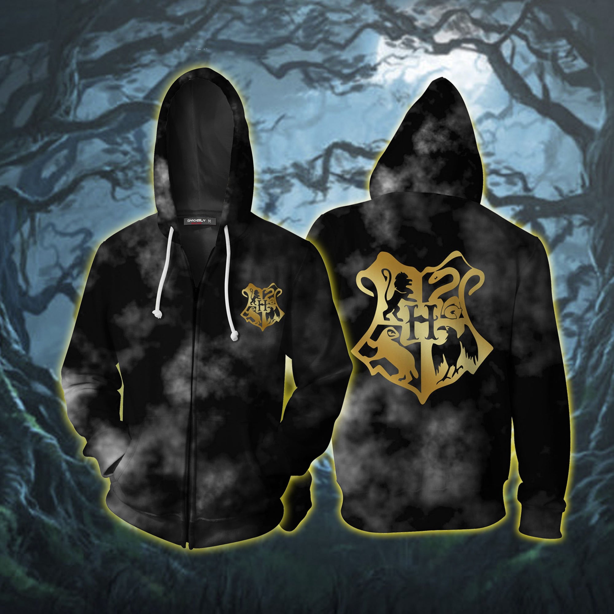 Hogwarts Logo Harry Potter Zip Up Hoodie S  