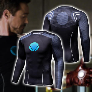 Iron Man Tony Stark Cosplay Long Sleeve Compression T-shirt US/EU XXS  